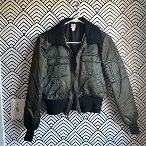 Bomber Jacket Vintage y2k Joie green and black xs